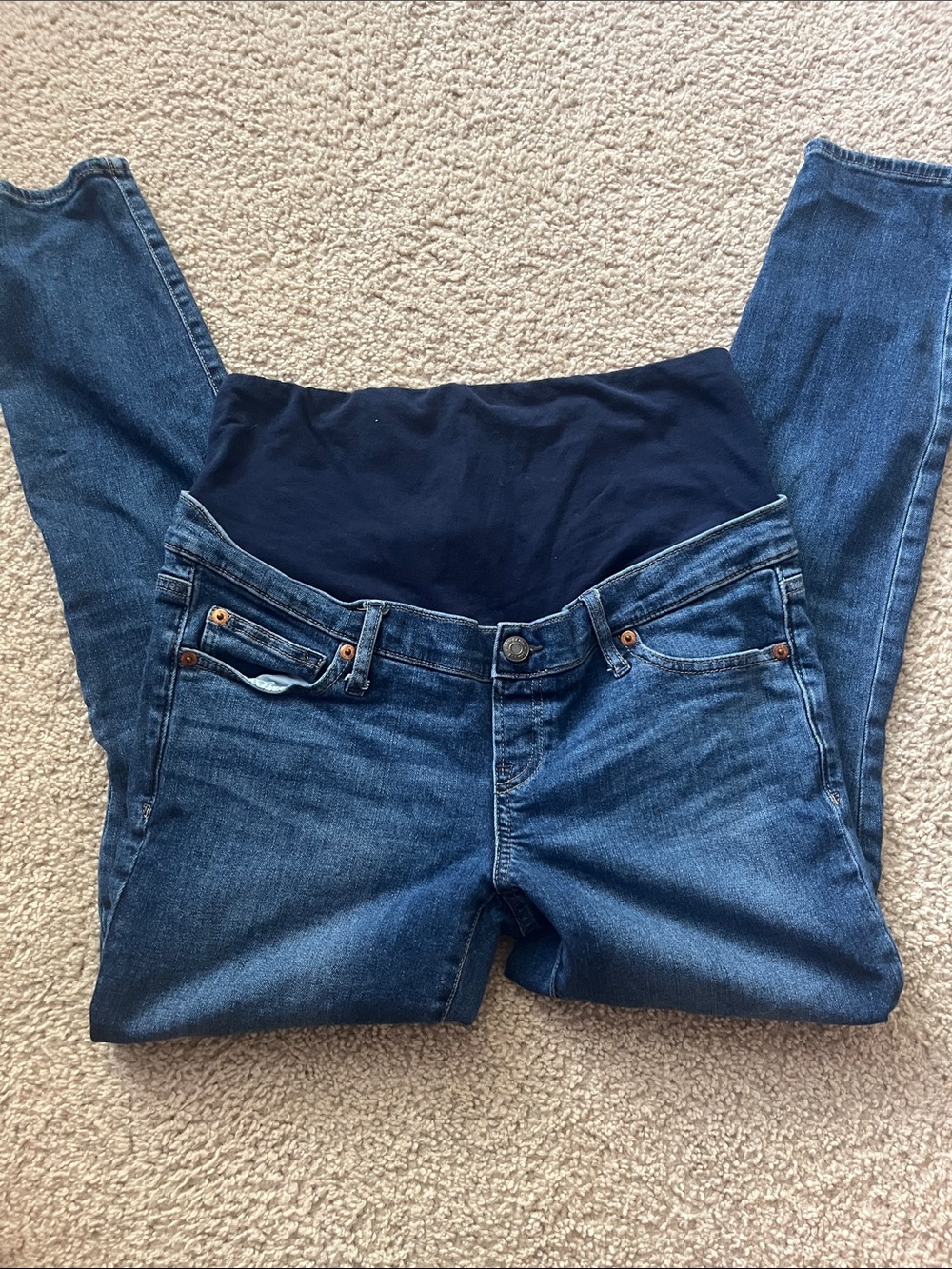 GAP Women's Dark Blue Denim Maternity Jeans with Navy Panel